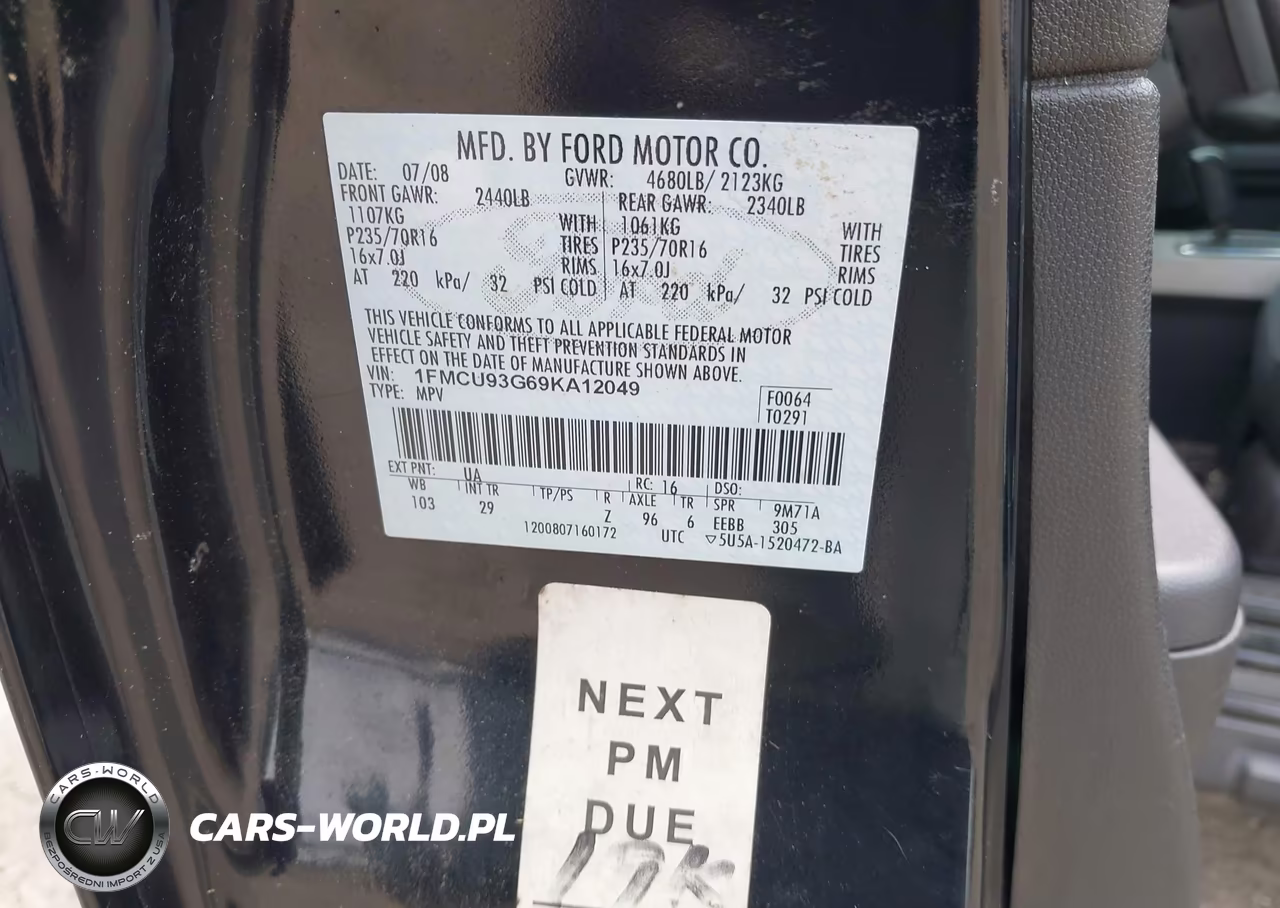 2009 Ford Escape Xlt VIN:1FMCU93G69KA12049 - 9