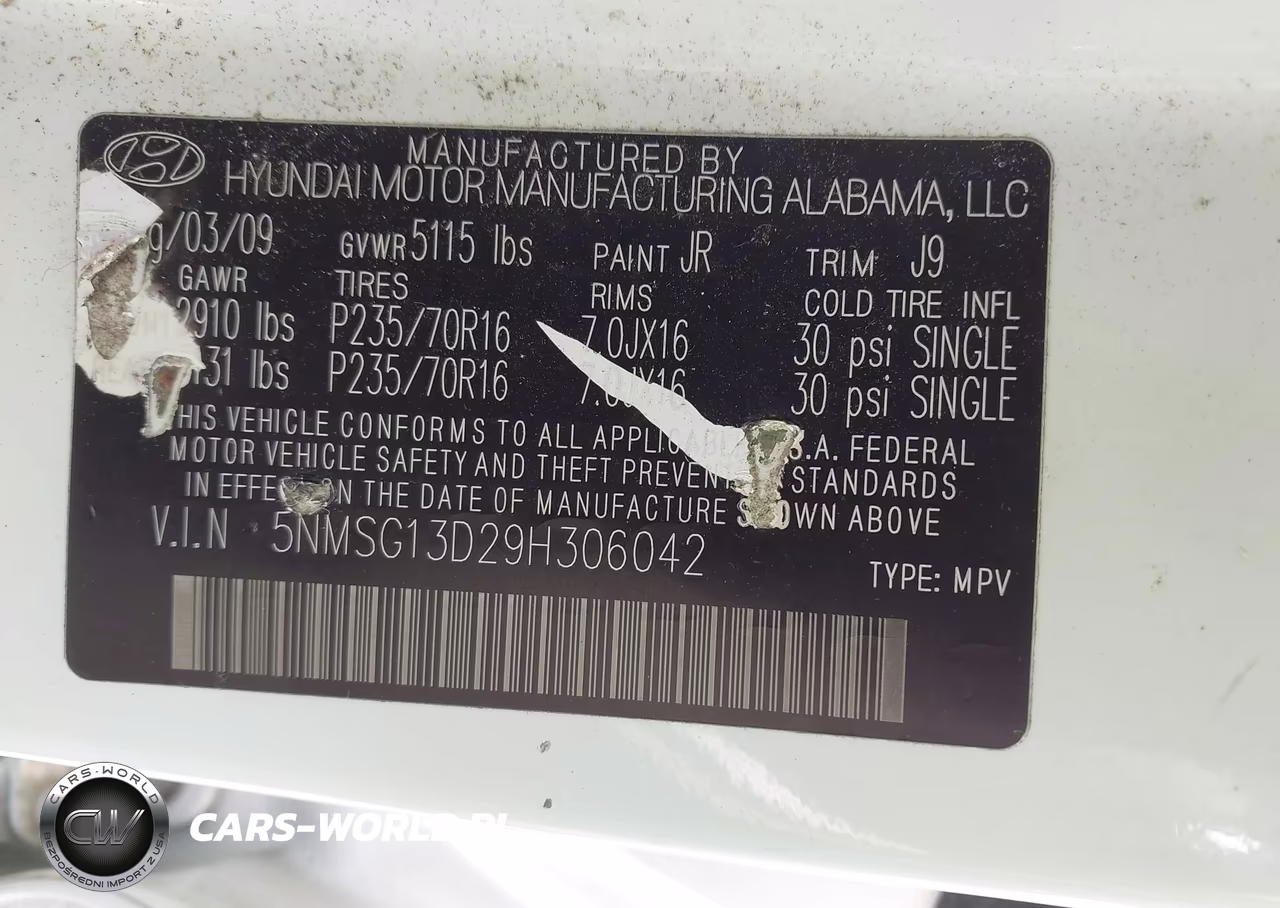 2009 Hyundai Santa Fe Gls VIN:5NMSG13D29H306042 - 9