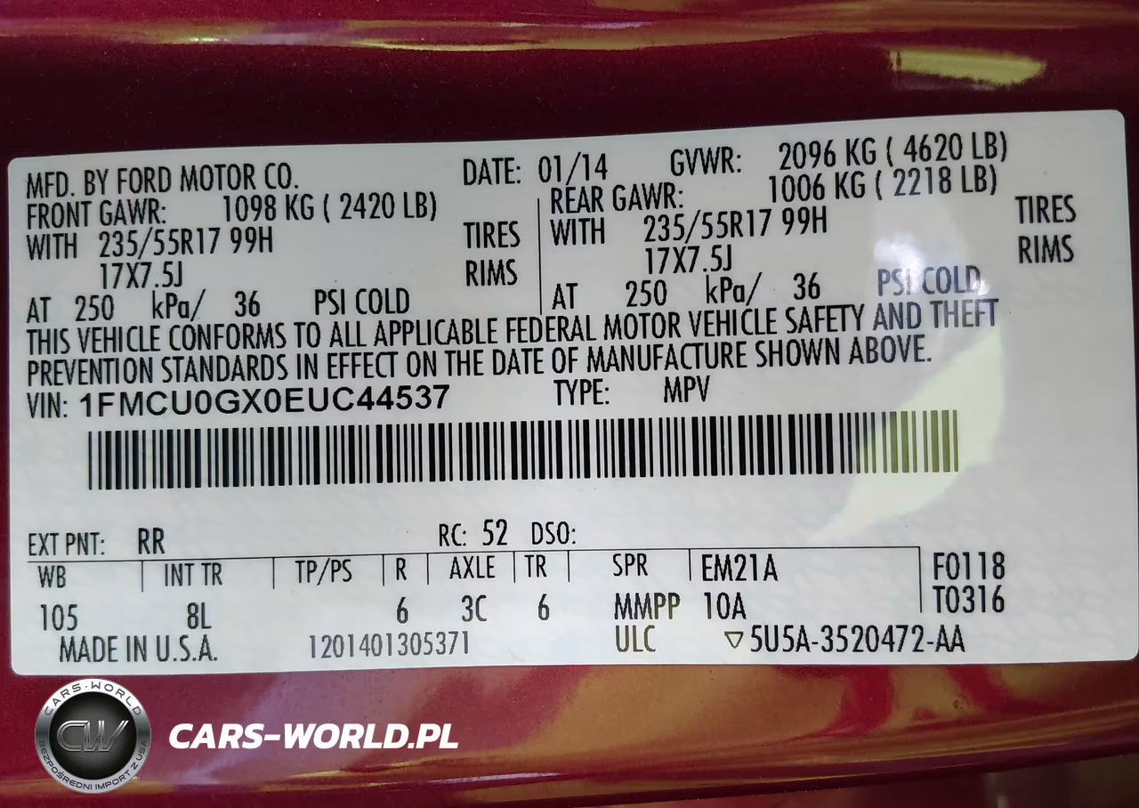 2014 Ford Escape Se VIN:1FMCU0GX0EUC44537 - 9