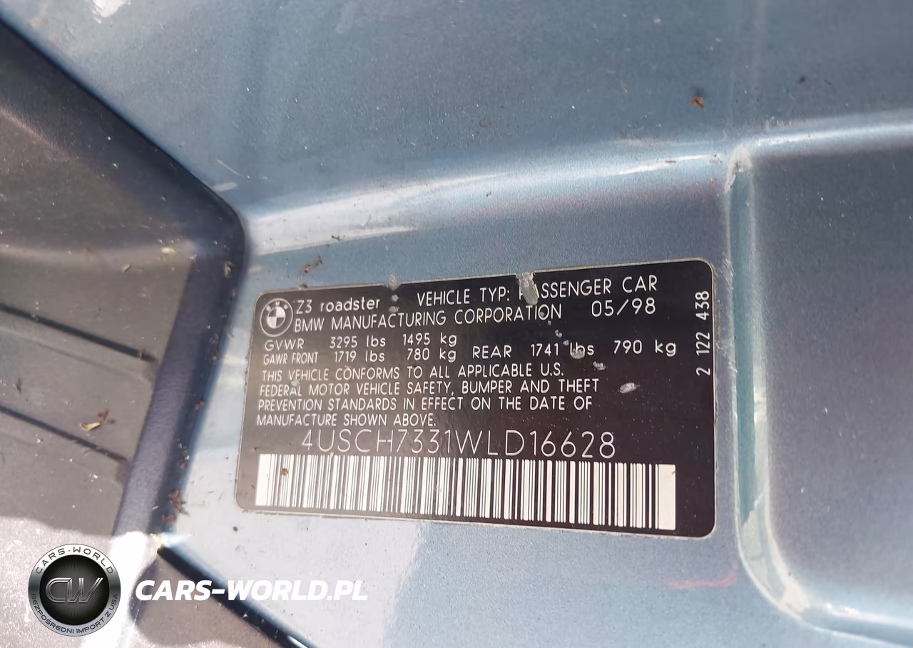 1998 BMW Z3 1.9 VIN:4USCH7331WLD16628 - 9