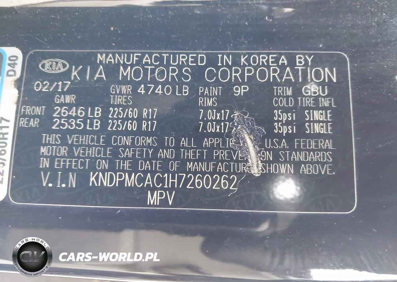 2017 Kia Sportage Lx VIN:KNDPMCAC1H7260262 - 9
