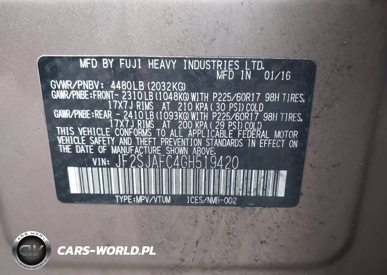 2016 Subaru Forester 2.5I Premium VIN:JF2SJAFC4GH519420 - 9