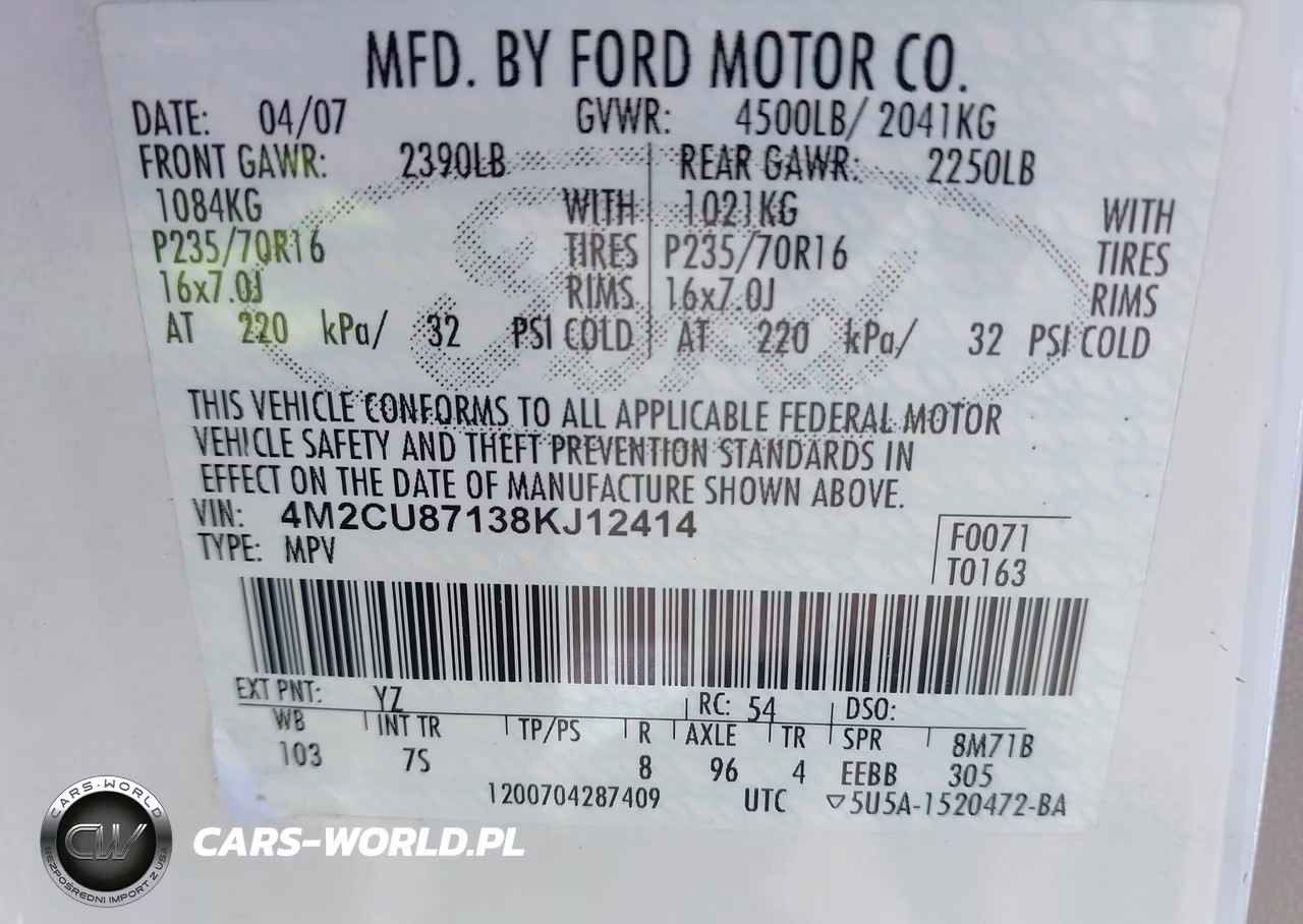 2008 Mercury Mariner Premier VIN:4M2CU87138KJ12414 - 9