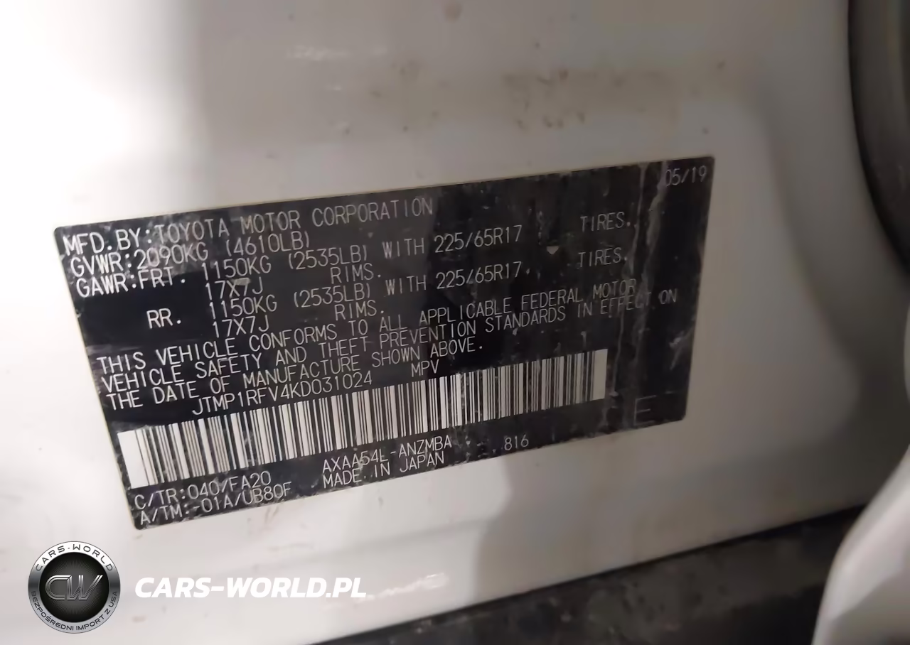 2019 Toyota Rav4 Xle VIN:JTMP1RFV4KD031024 - 9