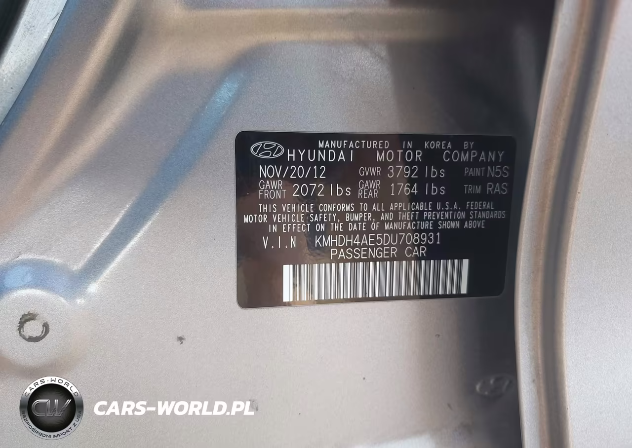 2013 Hyundai Elantra Gls VIN:KMHDH4AE5DU708931 - 9