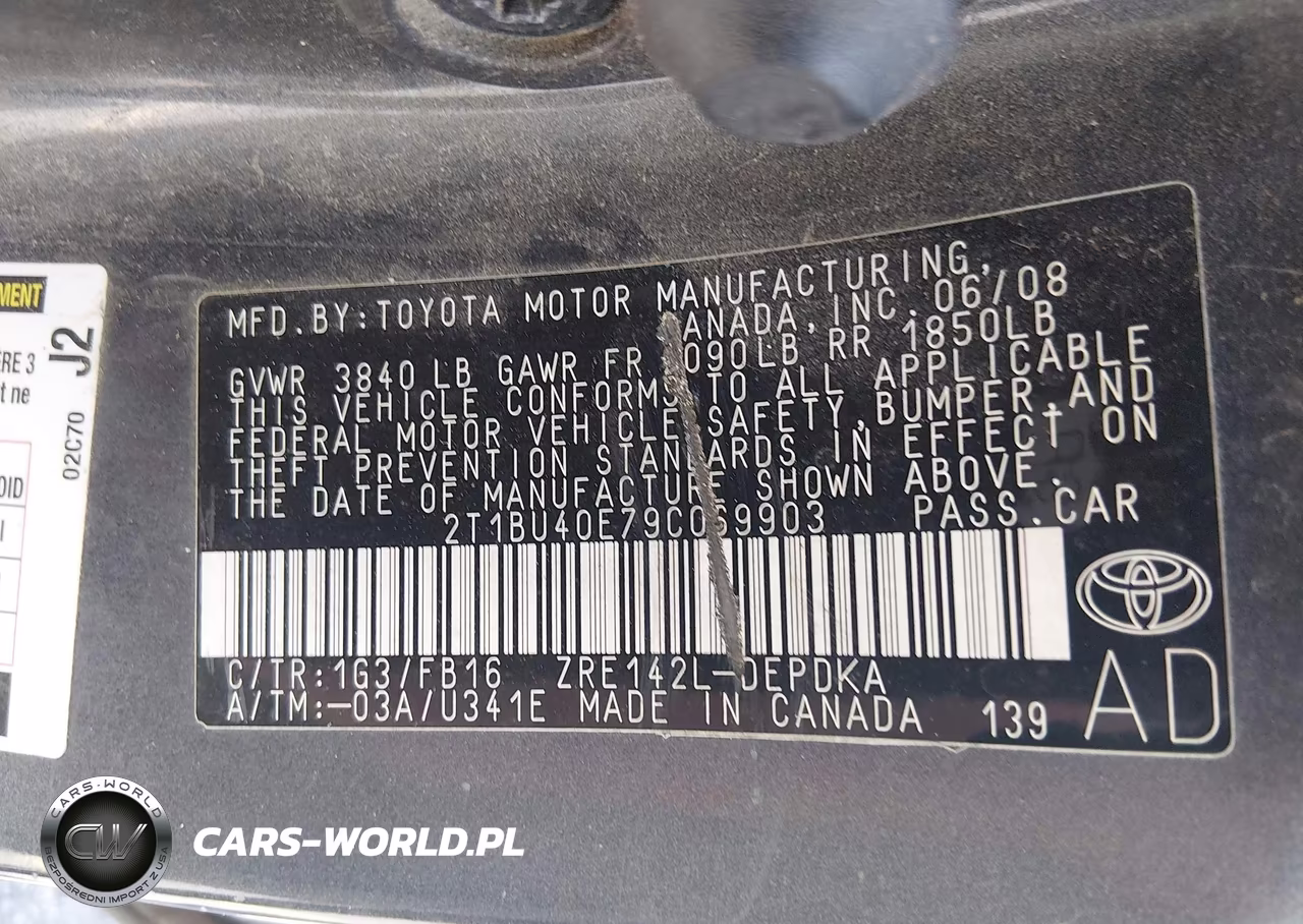 2009 Toyota Corolla Le VIN:2T1BU40E79C069903 - 9