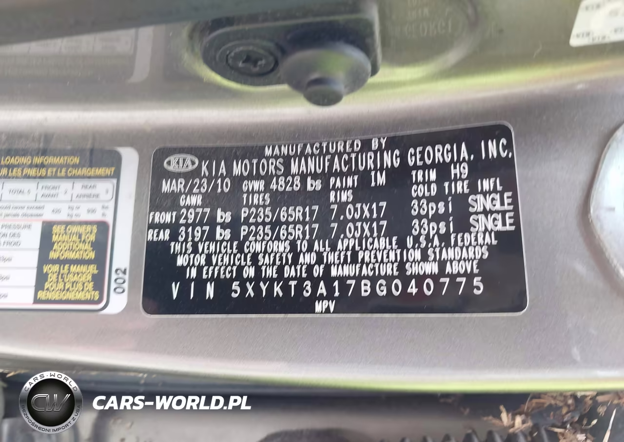 2011 Kia Sorento Lx VIN:5XYKT3A17BG040775 - 9