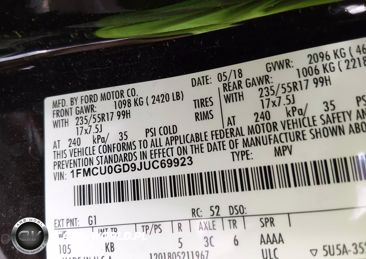 2018 Ford Escape Se VIN:1FMCU0GD9JUC69923 - 9