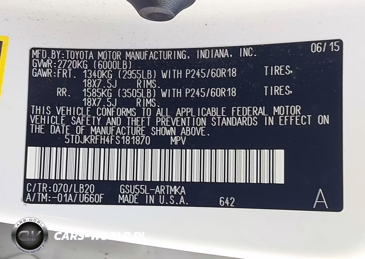 2015 Toyota Highlander Xle V6 VIN:5TDJKRFH4FS181870 - 9