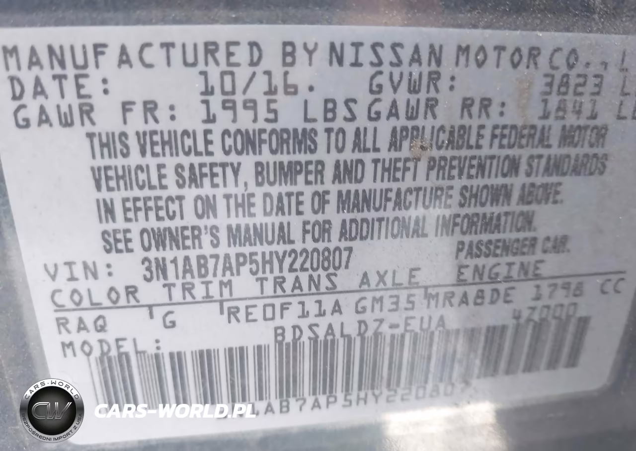 2017 Nissan Sentra Sv VIN:3N1AB7AP5HY220807 - 9