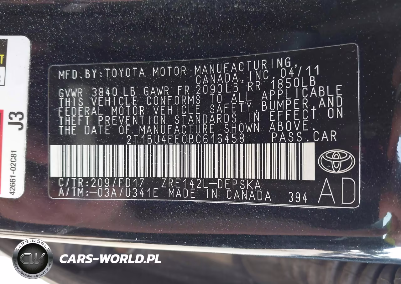 2011 Toyota Corolla S VIN:2T1BU4EE0BC616458 - 9