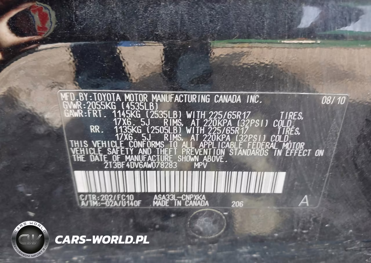 2010 Toyota Rav4 VIN:2T3BF4DV6AW078283 - 9