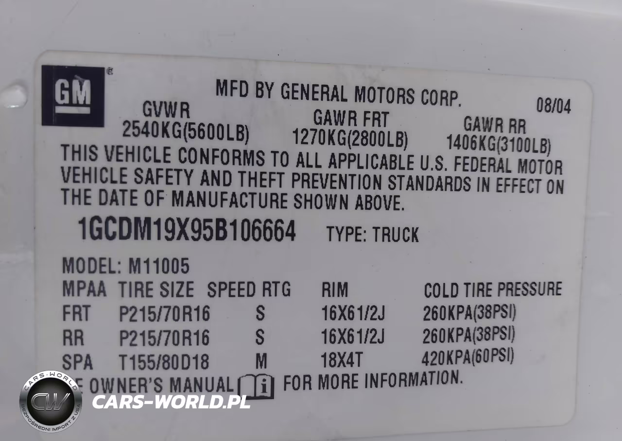 2005 Chevrolet Astro VIN:1GCDM19X95B106664 - 9