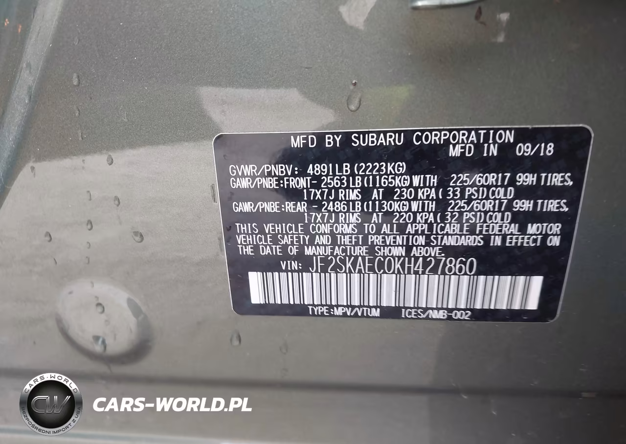 2019 Subaru Forester Premium VIN:JF2SKAEC0KH427860 - 9