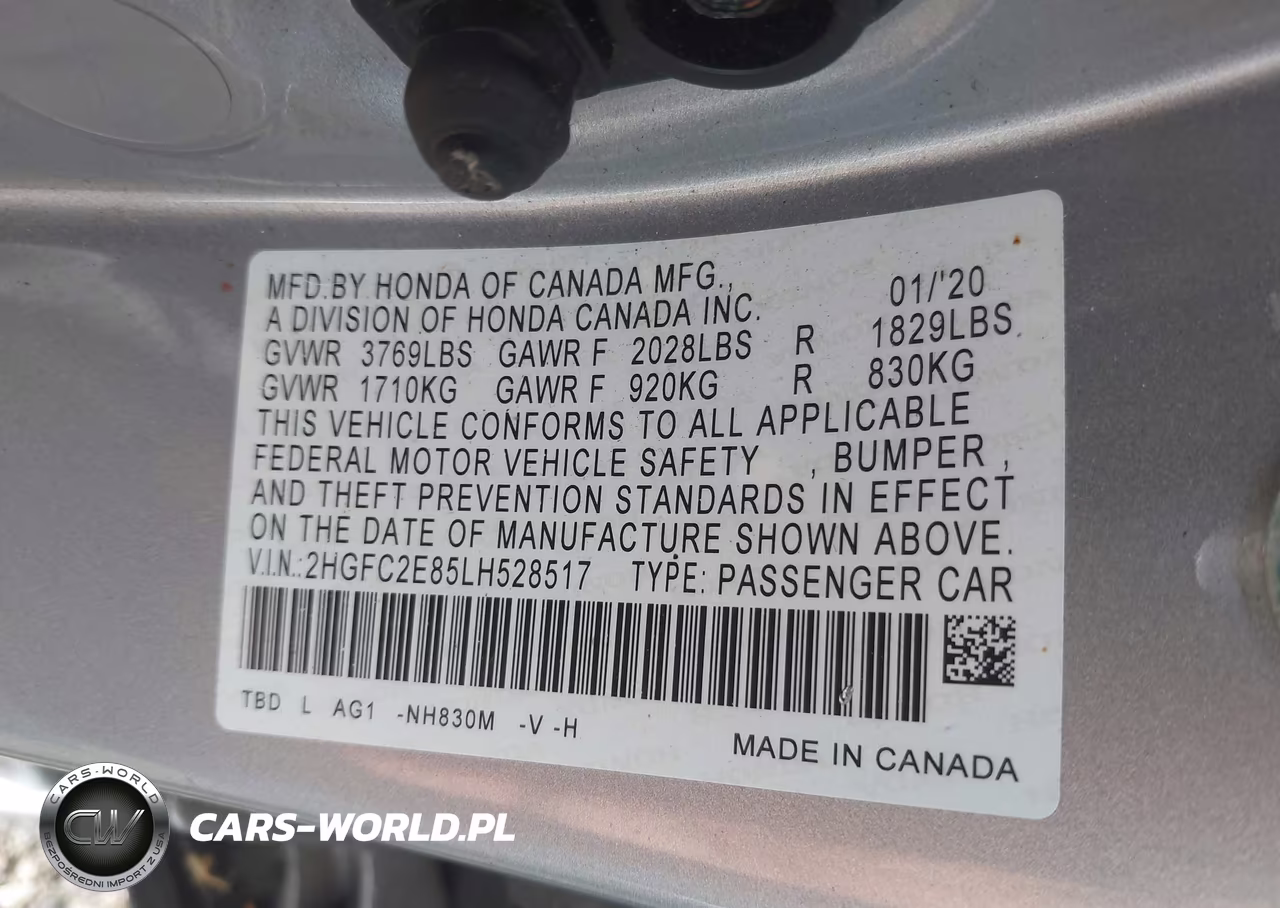 2020 Honda Civic Sport VIN:2HGFC2E85LH528517 - 9