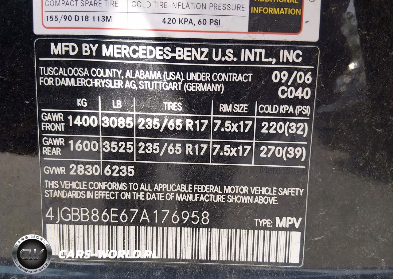 2007 Mercedes-Benz Ml 350 4Matic VIN:4JGBB86E67A176958 - 9