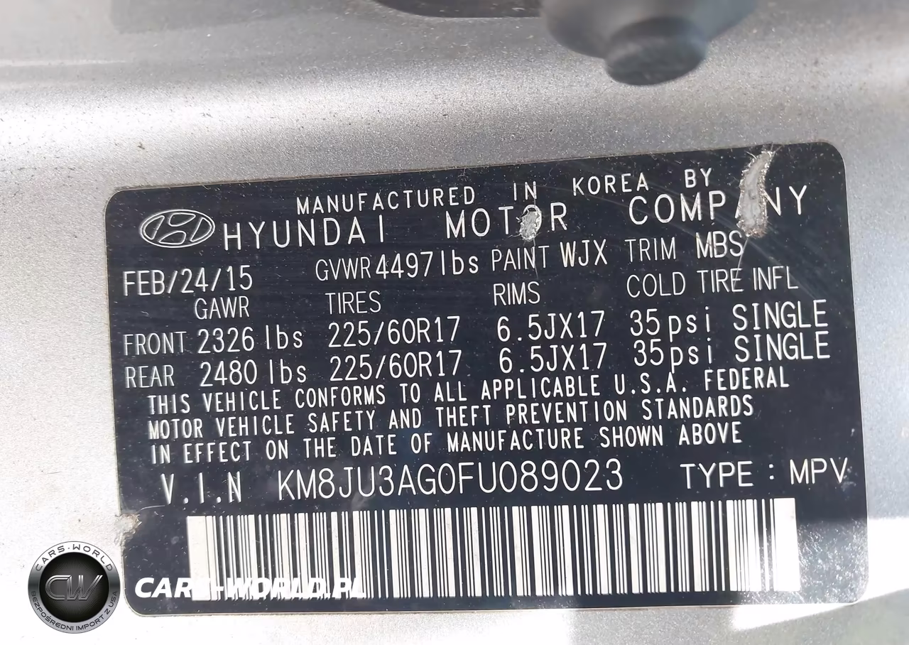 2015 Hyundai Tucson Se VIN:KM8JU3AG0FU089023 - 9