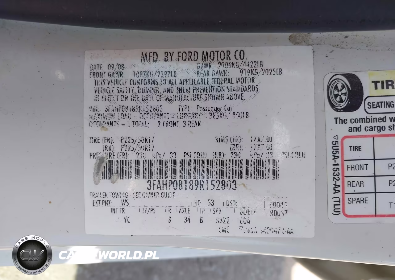 2009 Ford Fusion Sel VIN:3FAHP08189R152803 - 9