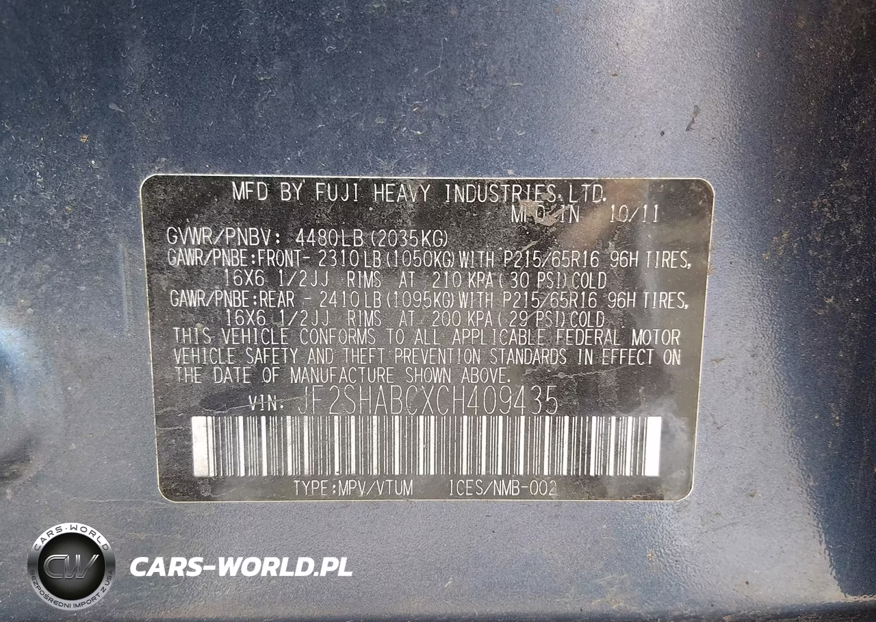2012 Subaru Forester 2.5X VIN:JF2SHABCXCH409435 - 9