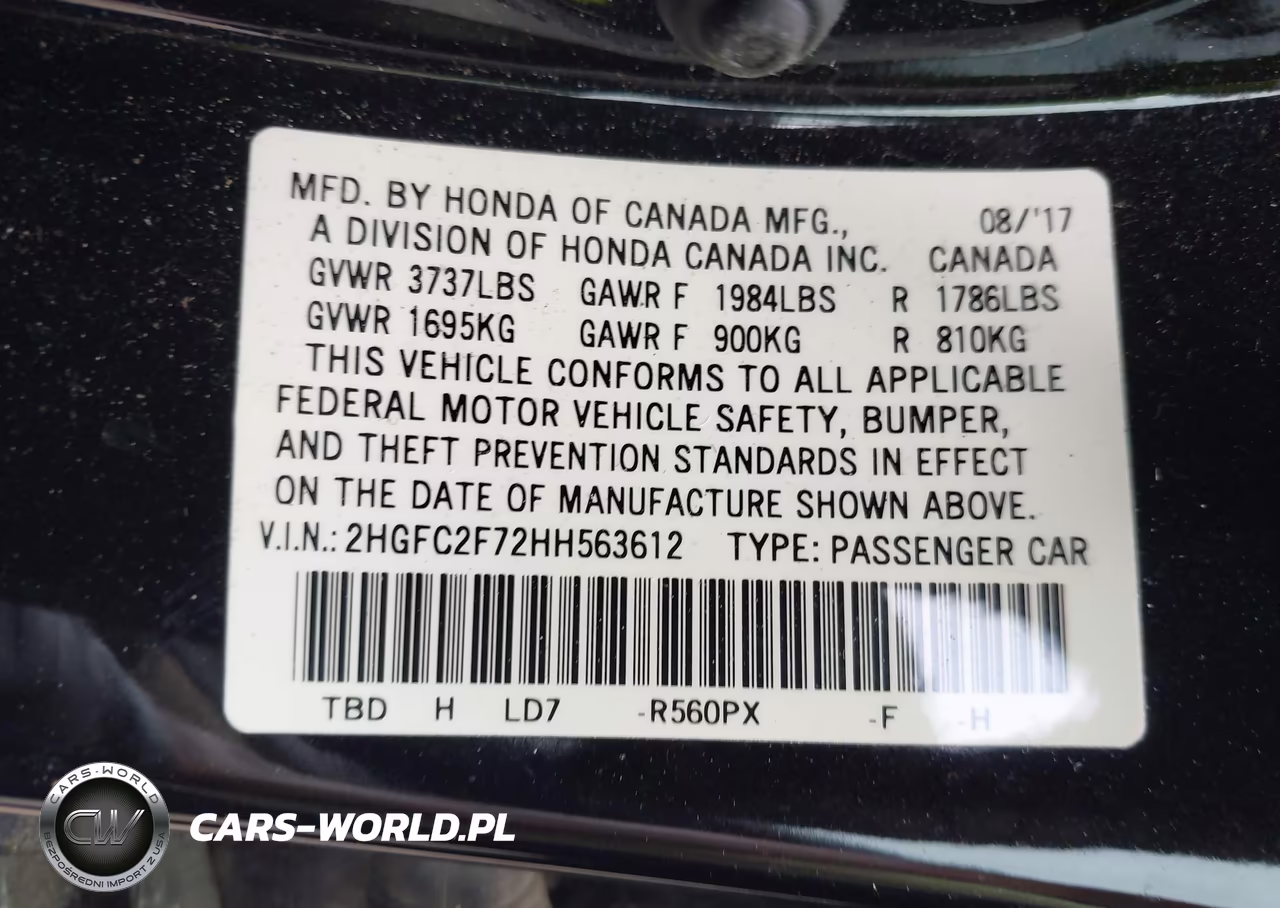 2017 Honda Civic Ex VIN:2HGFC2F72HH563612 - 9