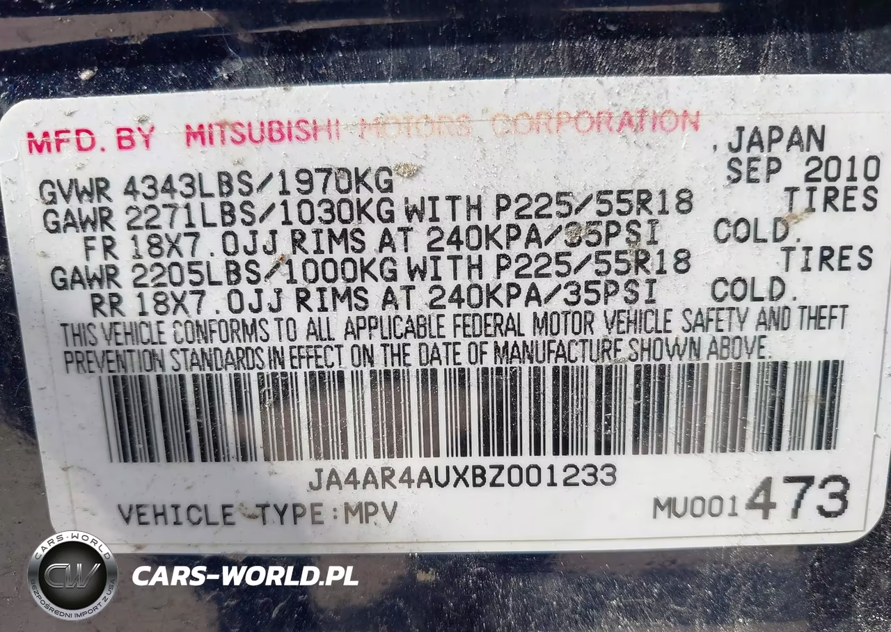 2011 Mitsubishi Outlander Sport Se VIN:JA4AR4AUXBZ001233 - 9