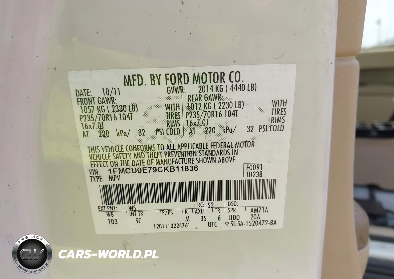 2012 Ford Escape Limited VIN:1FMCU0E79CKB11836 - 9