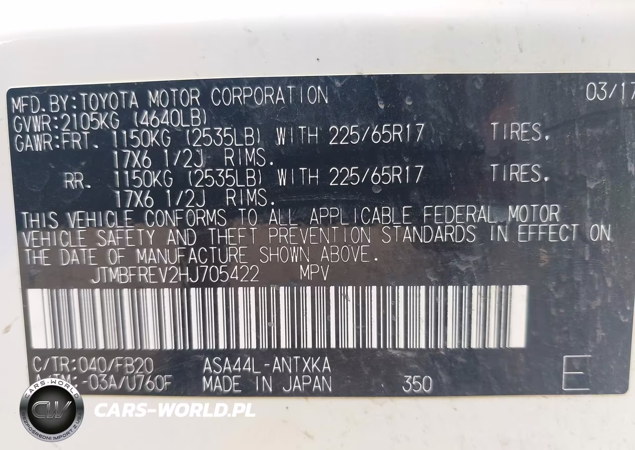 2017 Toyota Rav4 Le VIN:JTMBFREV2HJ705422 - 9