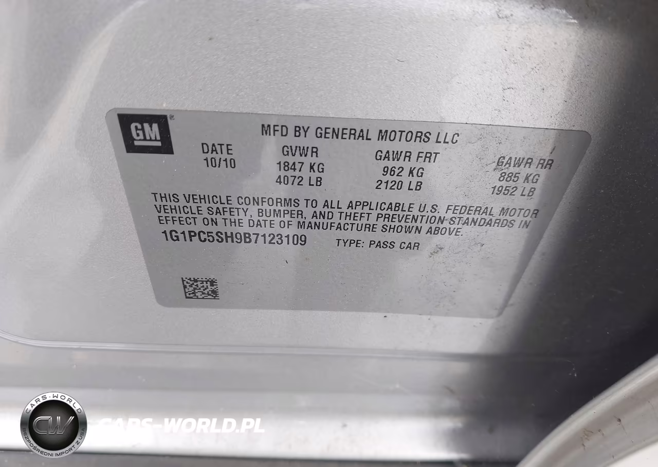 2011 Chevrolet Cruze Ls VIN:1G1PC5SH9B7123109 - 9