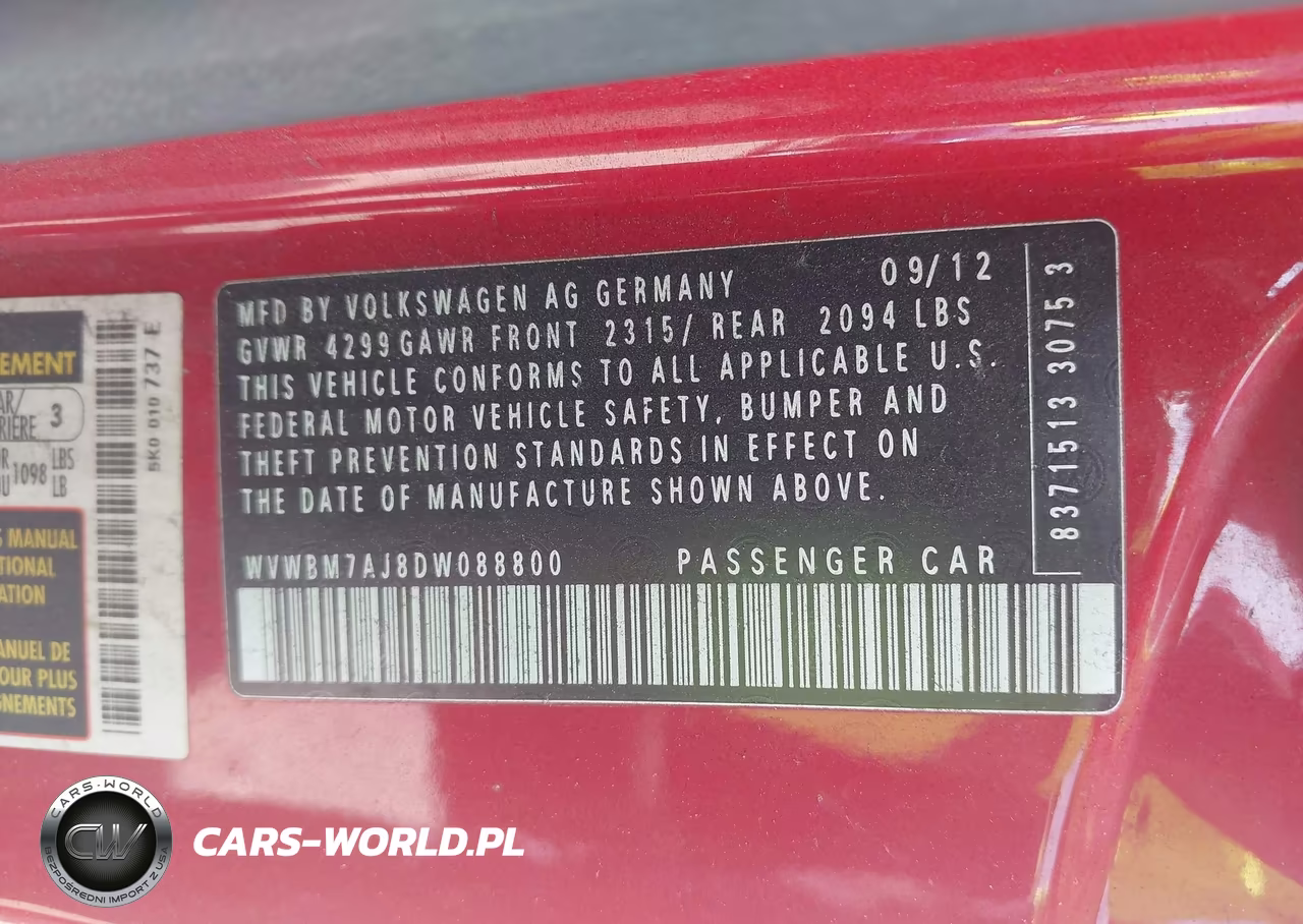 2013 Volkswagen Golf 2.0L Tdi 2-Door VIN:WVWBM7AJ8DW088800 - 9