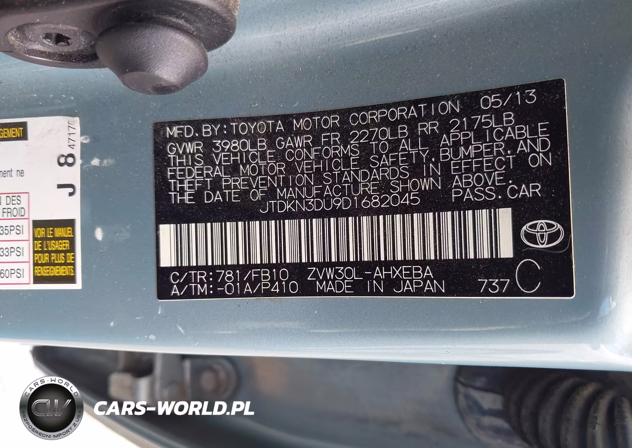 2013 Toyota Prius Three VIN:JTDKN3DU9D1682045 - 9
