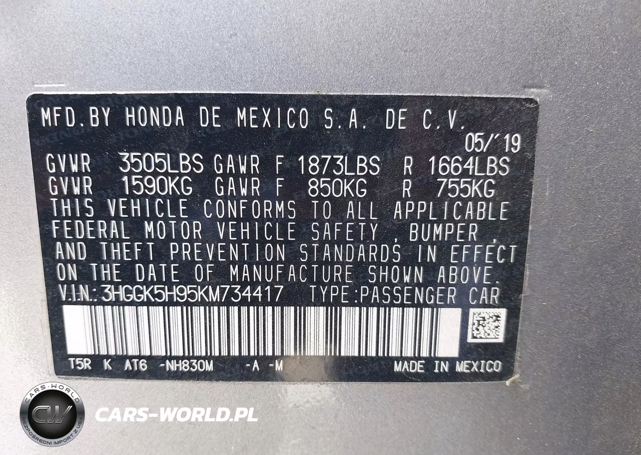 2019 Honda Fit Ex-L VIN:3HGGK5H95KM734417 - 9