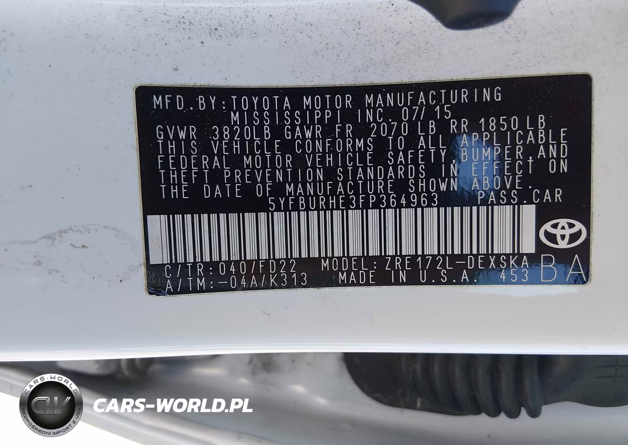 2015 Toyota Corolla S Plus VIN:5YFBURHE3FP364963 - 9