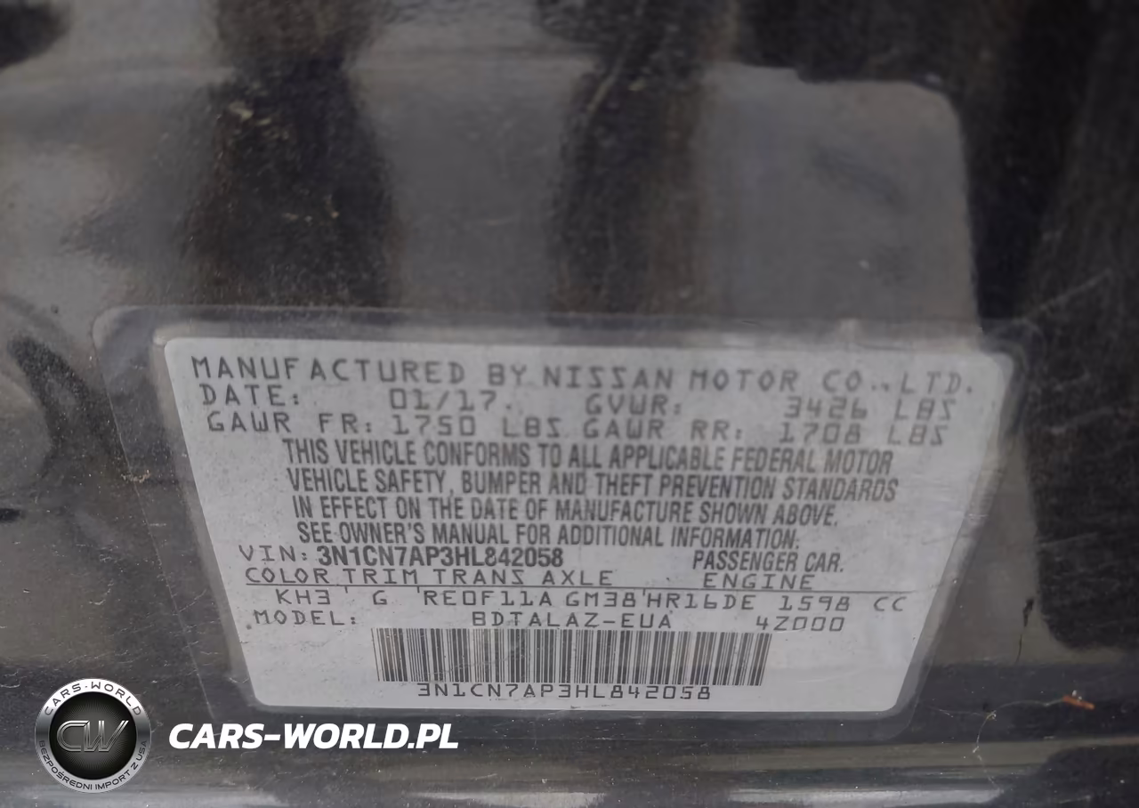 2017 Nissan Versa 1.6 S+ VIN:3N1CN7AP3HL842058 - 9