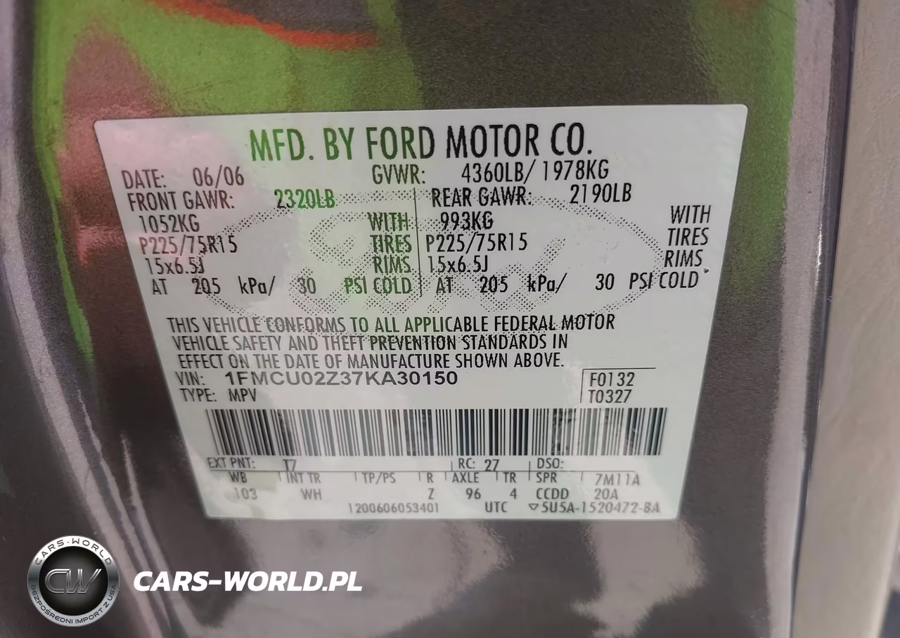 2007 Ford Escape Xls-Xls Manual VIN:1FMCU02Z37KA30150 - 9
