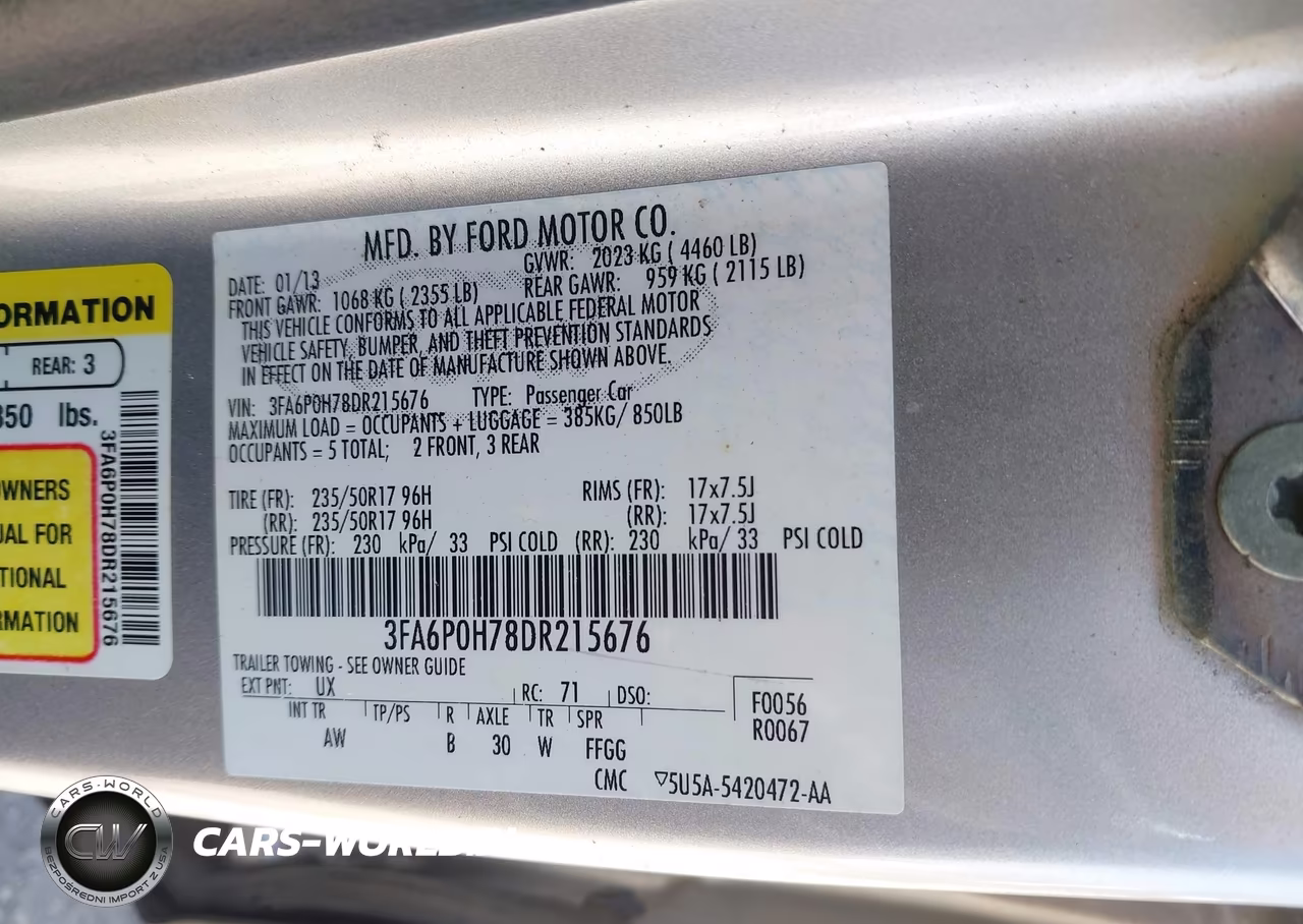 2013 Ford Fusion Se VIN:3FA6P0H78DR215676 - 9