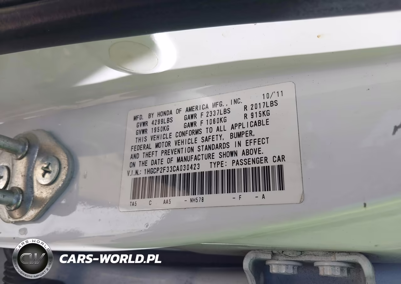 2012 Honda Accord Sdn Lx VIN:1HGCP2F33CA030423 - 9