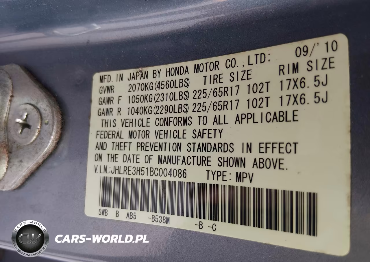 2011 Honda Cr-V Ex VIN:JHLRE3H51BC004086 - 9