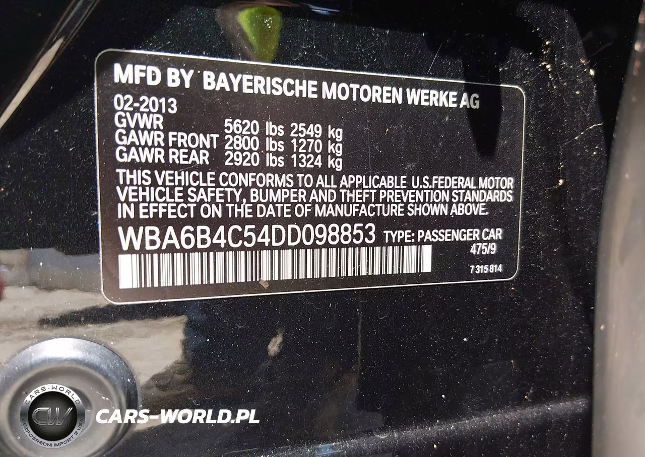 2013 BMW 650I Gran Coupe xDrive VIN:WBA6B4C54DD098853 - 9