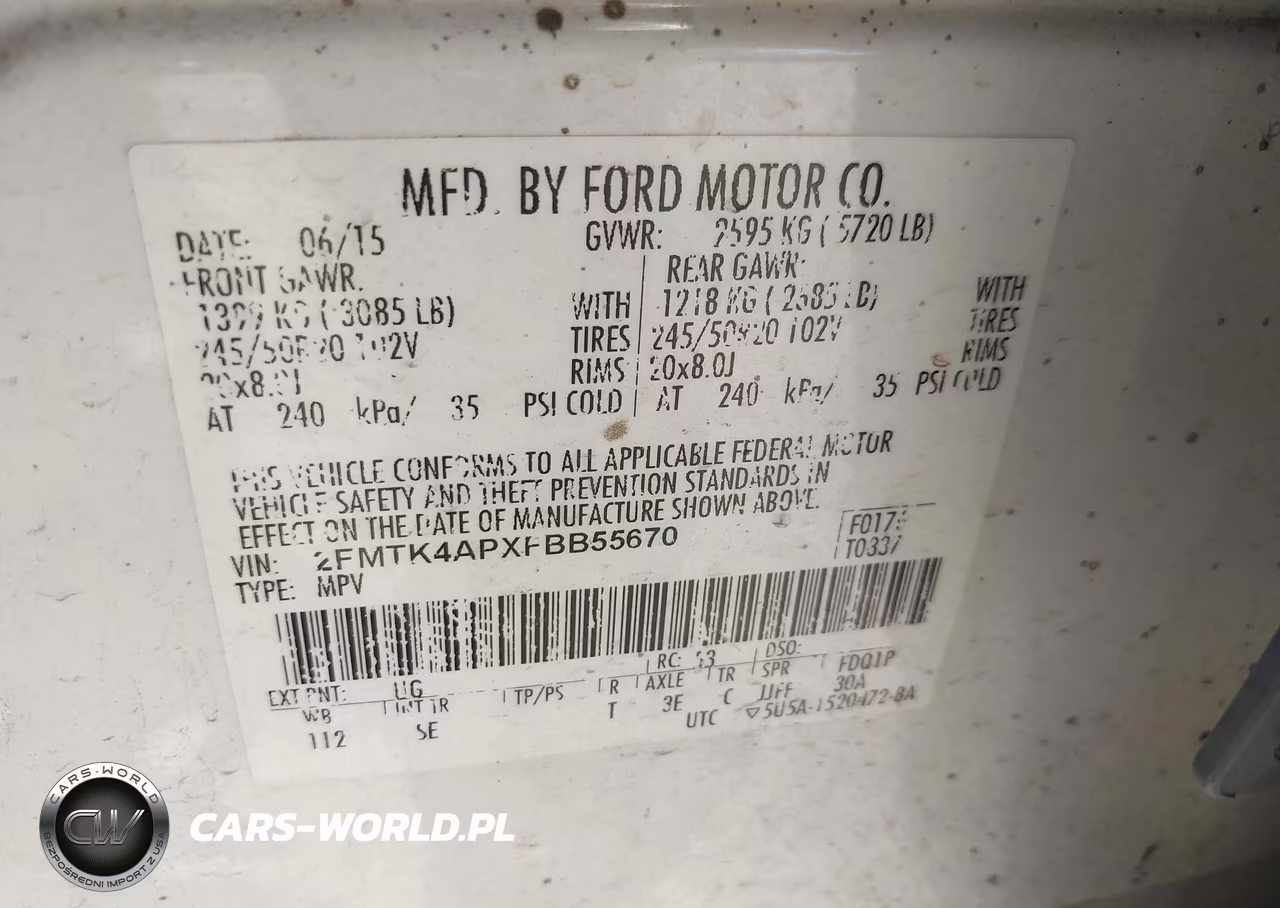 2015 Ford Edge Sport VIN:2FMTK4APXFBB55670 - 9