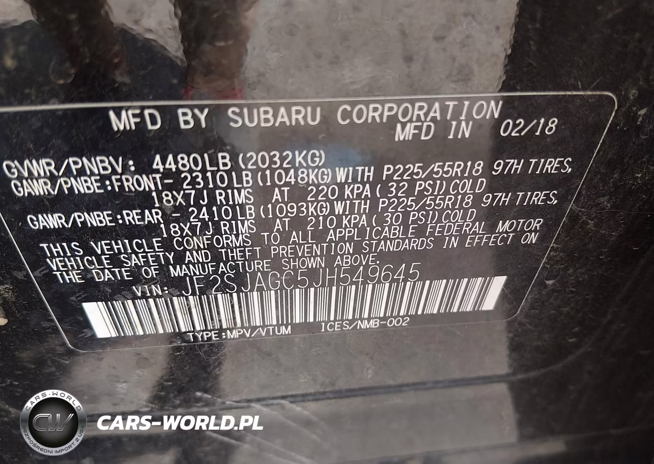 2018 Subaru Forester 2.5I Premium VIN:JF2SJAGC5JH549645 - 9