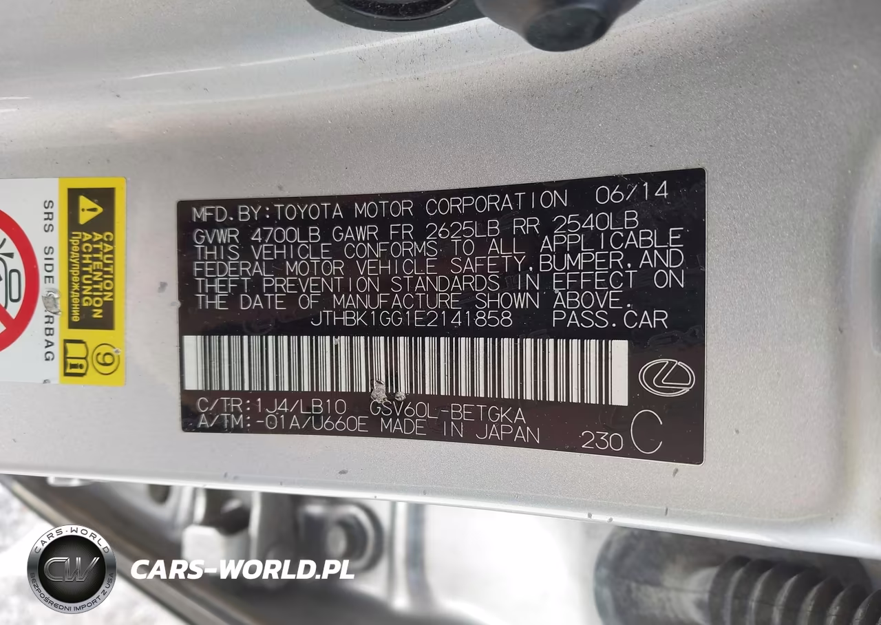 2014 Lexus Es 350 VIN:JTHBK1GG1E2141858 - 9