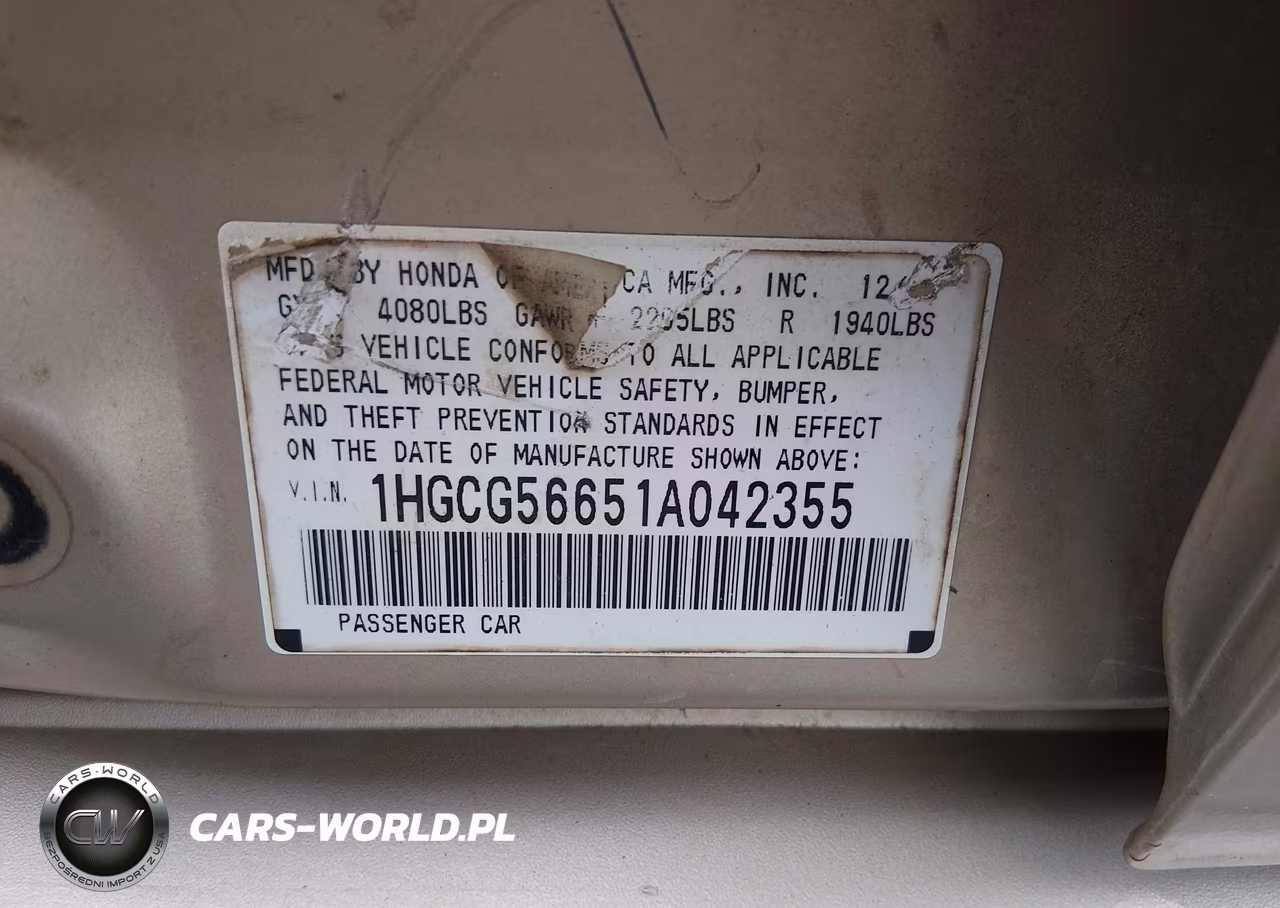 2001 Honda Accord 2.3 Ex VIN:1HGCG56651A042355 - 9