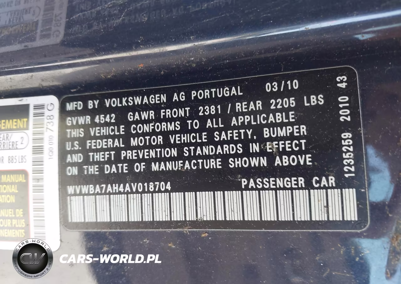 2010 Volkswagen Eos Komfort VIN:WVWBA7AH4AV018704 - 9