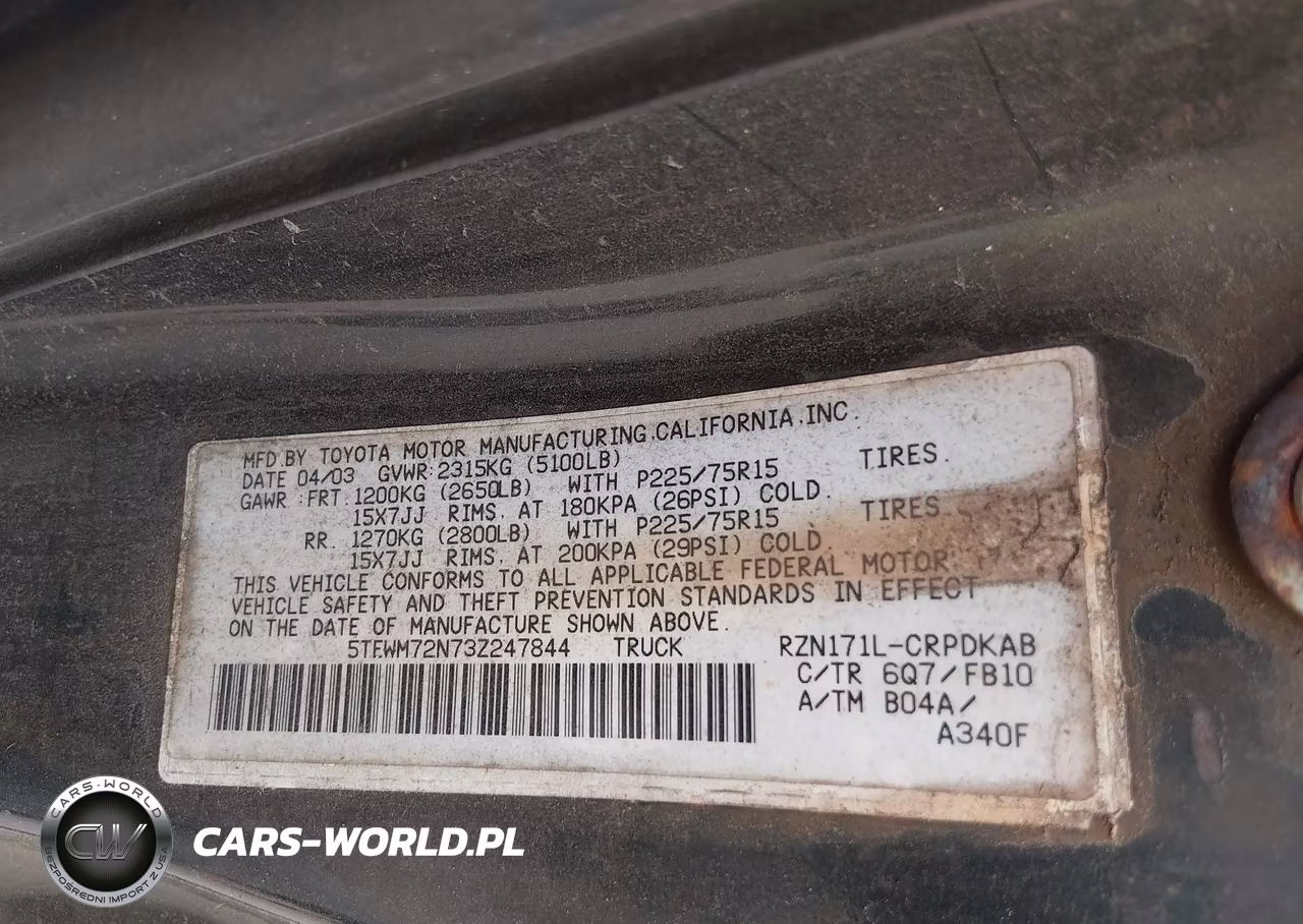 2003 Toyota Tacoma VIN:5TEWM72N73Z247844 - 9