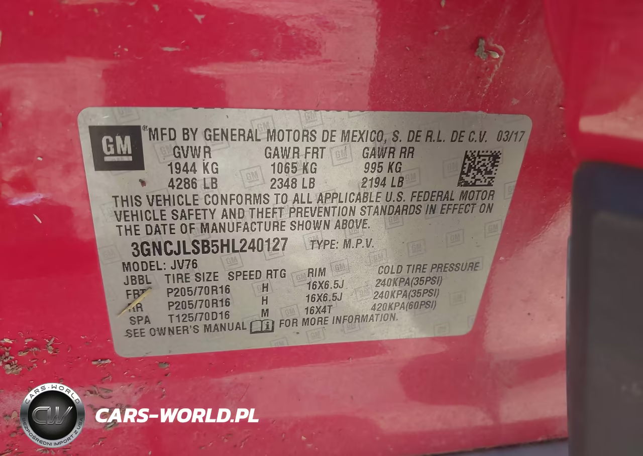 2017 Chevrolet Trax Lt VIN:3GNCJLSB5HL240127 - 9
