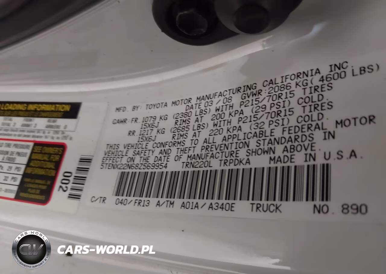 2008 Toyota Tacoma VIN:5TENX22N68Z569954 - 9