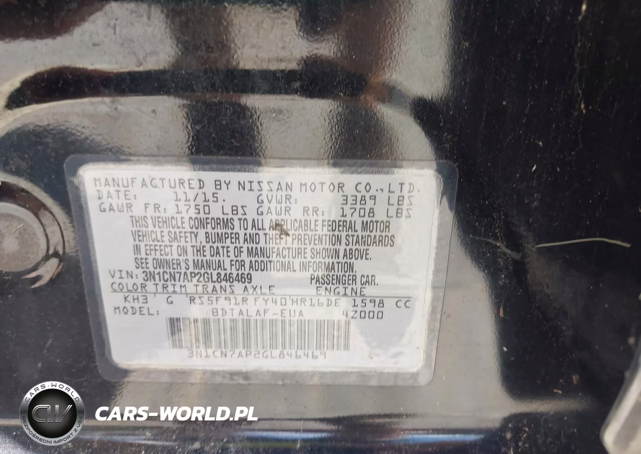 2016 Nissan Versa 1.6 S-1.6 S+-1.6 Sl-1.6 Sv VIN:3N1CN7AP2GL846469 - 9