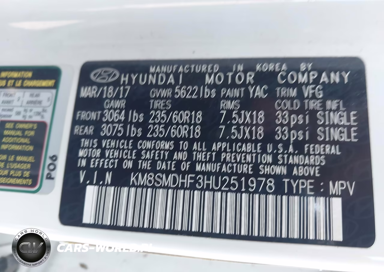 2017 Hyundai Santa Fe Se VIN:KM8SMDHF3HU251978 - 9