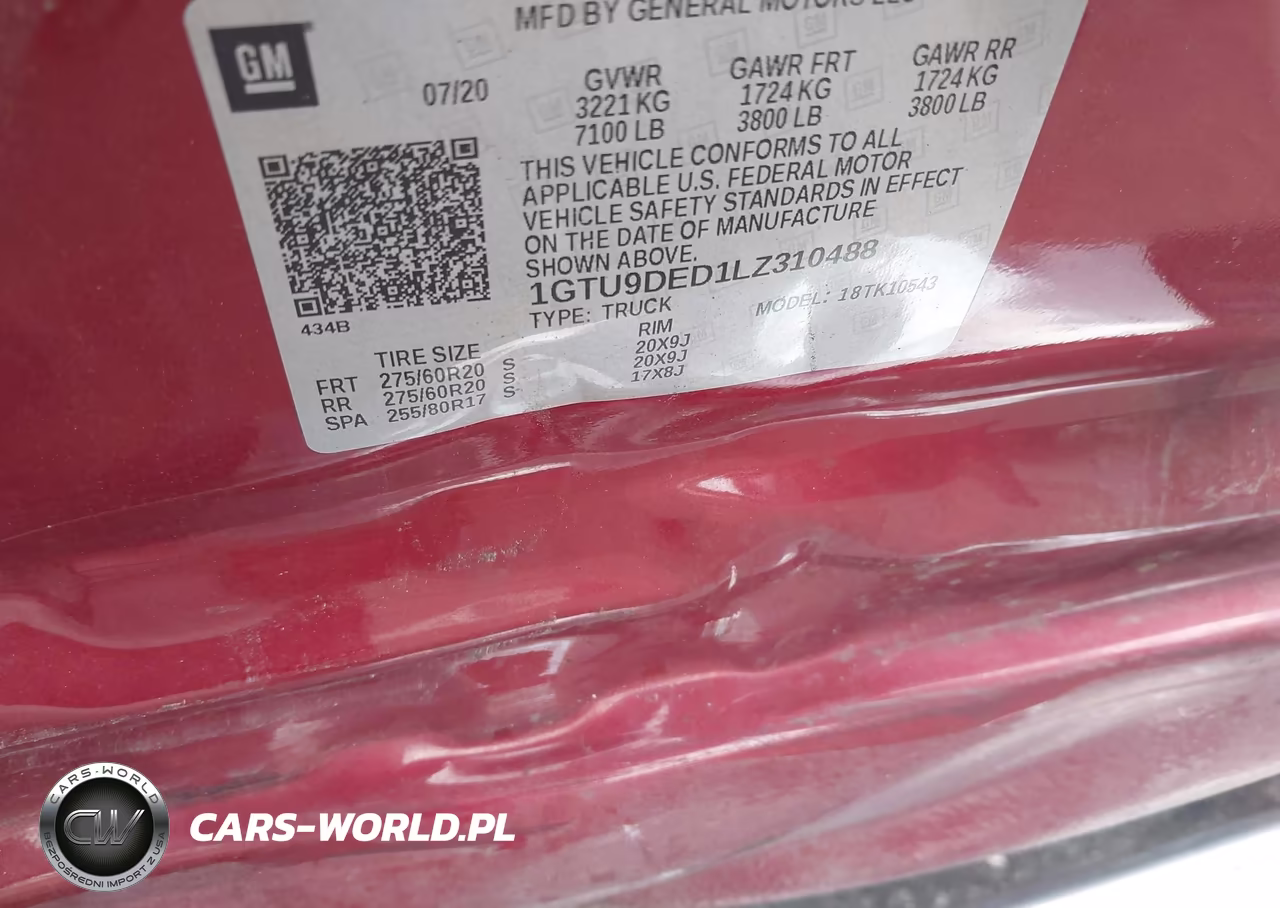 2020 GMC Sierra 1500 4Wd Short Box Slt VIN:1GTU9DED1LZ310488 - 9