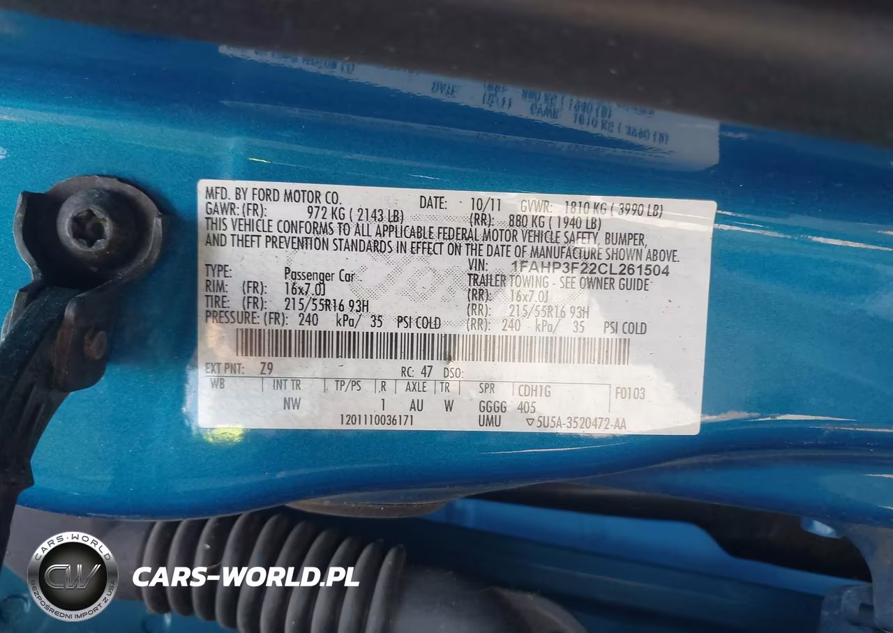2012 Ford Focus Se VIN:1FAHP3F22CL261504 - 9